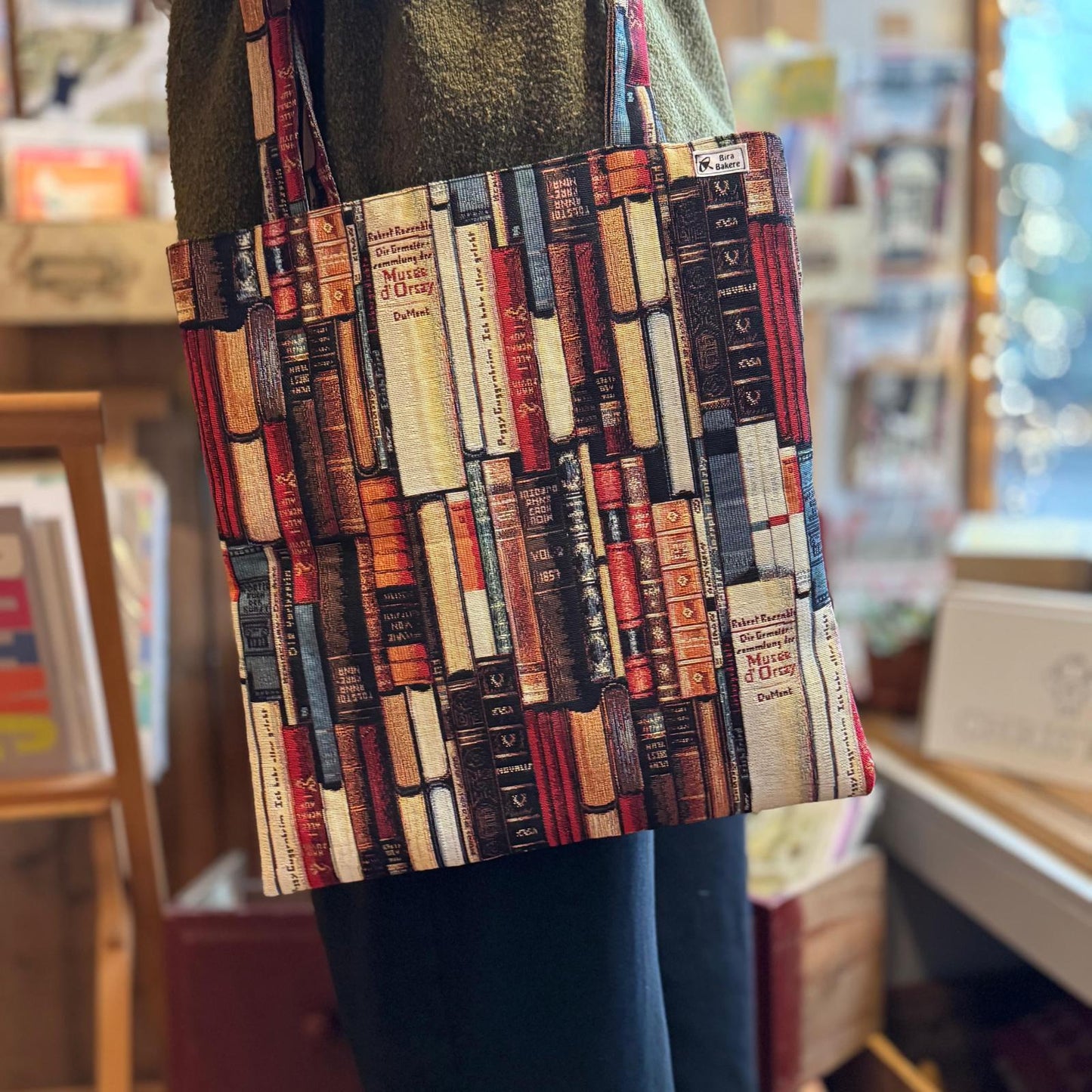 Long Book Tote (with mixed handle fabric)