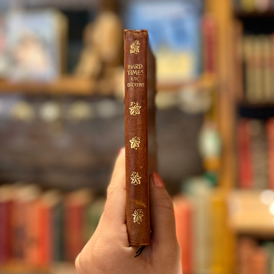 Hard Times & Christmas Books (1901, Maroon Morrocan Leatherbound Edition) – Charles Dickens